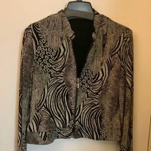 Joseph Ribkoff Black and Gray Patterned Zip Jacket